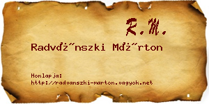 Radvánszki Márton névjegykártya